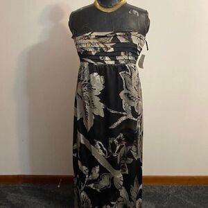 Glam Black/Gray Floral print Tube top dress, size M